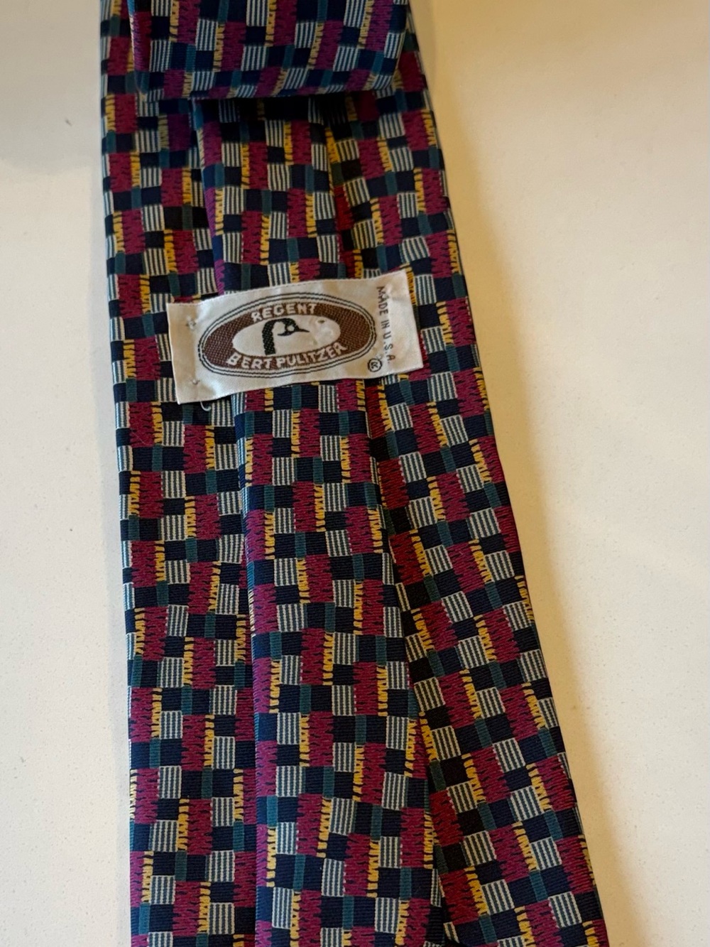 Vintage Regent Bert Pulitzer Men’s Tie Made in USA Multicolor Geometric 58”